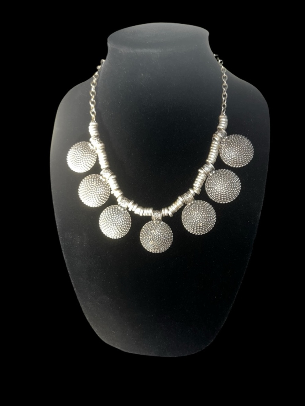 Silver Disc Statement Necklace - Women Jewelry